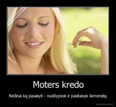 Moters kredo - Nežinai ką pasakyti - nusišypsok ir pasitaisyk liemenėlę.