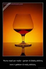 Mums visad per mažai - geriam iš didelių stiklinių - nors ir galėtum iš mažų stikliukų 