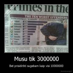 Musu tik 3000000 - Bet prisidirbti sugebam kaip visi 10000000