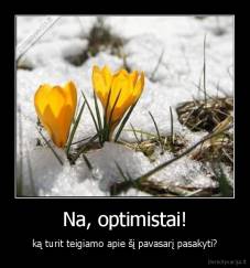 Na, optimistai! - ką turit teigiamo apie šį pavasarį pasakyti?