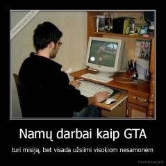 Namų darbai kaip GTA - turi misiją, bet visada užsiimi visokiom nesamonėm