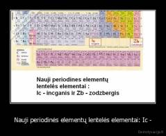 Nauji periodinės elementų lentelės elementai: Ic - - 