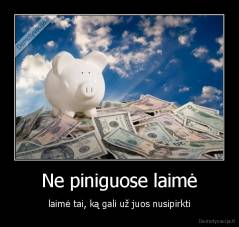 Ne piniguose laimė - laimė tai, ką gali už juos nusipirkti