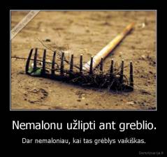 Nemalonu užlipti ant greblio. - Dar nemaloniau, kai tas grėblys vaikiškas.