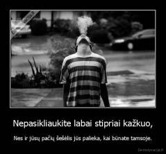 Nepasikliaukite labai stipriai kažkuo, - Nes ir jūsų pačių šešėlis jūs palieka, kai būnate tamsoje.