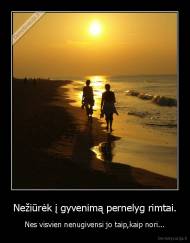 Nežiūrėk į gyvenimą pernelyg rimtai. - Nes visvien nenugivensi jo taip,kaip nori...