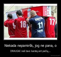 Niekada nepamiršk, jog ne pana, o - DRAUGAI neš tavo karstą ant pečių...