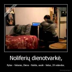 Noliferių dienotvarkė, - Rytas - Vakaras, Diena - Naktis, saulė - lietus, 24 valandos.