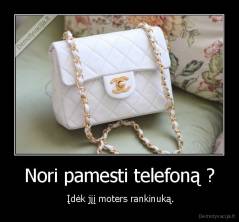 Nori pamesti telefoną ? -  Įdėk jįį moters rankinuką.