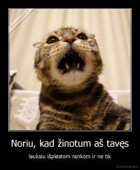 Noriu, kad žinotum aš tavęs - lauksiu išplėstom rankom ir ne tik