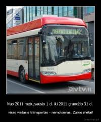 Nuo 2011 metų sausio 1 d. iki 2011 gruodžio 31 d.  -  visas viešasis transportas - nemokamas. Zuikio metai!