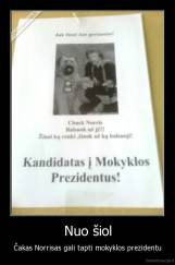 Nuo šiol - Čakas Norrisas gali tapti mokyklos prezidentu