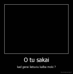 O tu sakai - kad gerai lietuviu kalba moki ?