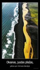 Okeanas, juodas pliažas, - geltona upė ir žali laukai Islandijoje