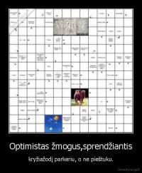 Optimistas žmogus,sprendžiantis - kryžiažodį parkeriu, o ne pieštuku.