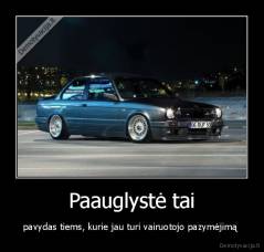 Paauglystė tai - pavydas tiems, kurie jau turi vairuotojo pazymėjimą 