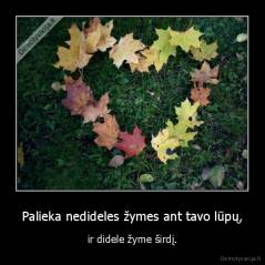 Palieka nedideles žymes ant tavo lūpų, - ir didele žyme širdį.