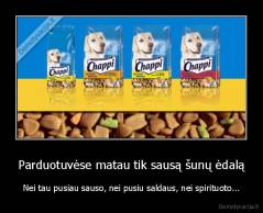 Parduotuvėse matau tik sausą šunų ėdalą - Nei tau pusiau sauso, nei pusiu saldaus, nei spirituoto...