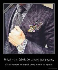 Pinigai - tarsi šešėlis. Jei bandysi juos pagauti, - tau nieko nepavyks. Bet jei judėsi į priekį, jie seksis tau iš paskos.