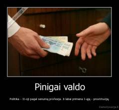 Pinigai valdo - Politika - II-oji pagal senumą profesija. Ji labai primena I-ąją - prostituciją.