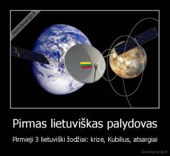 Pirmas lietuviškas palydovas - Pirmieji 3 lietuviški žodžiai: krizė, Kubilius, atsargiai