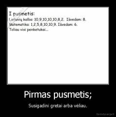 Pirmas pusmetis; - Susigadini gretai arba vėliau.