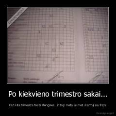 Po kiekvieno trimestro sakai... - Kad kita trimestra tikrai stengsies...ir taip metai is metu kartoji sia fraze