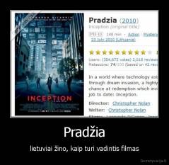 Pradžia - lietuviai žino, kaip turi vadintis filmas