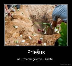 Priešus - aš užmėtau gėlėmis - karste. 