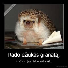 Rado ežiukas granatą, - o ežiuko jau niekas neberado