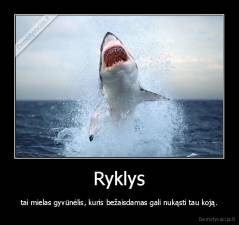 Ryklys - tai mielas gyvūnėlis, kuris bežaisdamas gali nukąsti tau koją.
