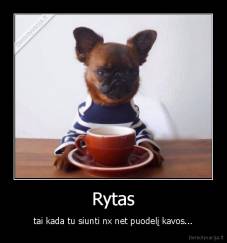 Rytas - tai kada tu siunti nx net puodelį kavos...