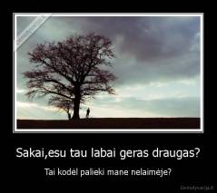 Sakai,esu tau labai geras draugas? - Tai kodėl palieki mane nelaimėje?