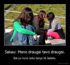 Sakau: Mano draugai tavo draugai. - Bet po kurio laiko tampi tik šešėliu.