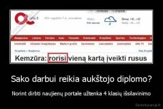 Sako darbui reikia aukštojo diplomo? - Norint dirbti naujienų portale užtenka 4 klasių išsilavinimo