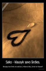 Sako - klausyk savo širdies. - Bet jeigu tavo širdis yra sudužusi į milijonus dalių, kurios turi klausyti?