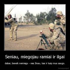 Seniau, miegojau ramiai ir ilgai - dabar, beveik nemiegu - nes žinau, kas ir kaip mus saugo.