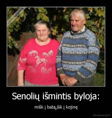 Senolių išmintis byloja: - mišk į batą,šik į kojinę