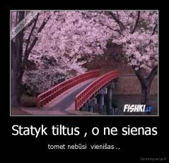 Statyk tiltus , o ne sienas - tomet nebūsi  vienišas ..