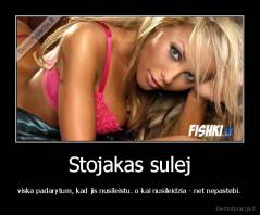 Stojakas sulej - viska padarytum, kad jis nusileistu. o kai nusileidzia - net nepastebi.