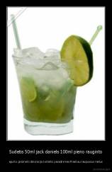 Sudetis 50ml jack daniels 100ml pieno rauginto - agurko grezinelis dekoracija kokteilio pavadinimas:Prasikau naujuosius metus