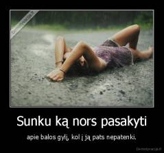 Sunku ką nors pasakyti - apie balos gylį, kol į ją pats nepatenki.