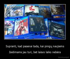 Supranti, kad pasenai tada, kai pinigų naujiems - žaidimams jau turi, bet laisvo laiko nebėra