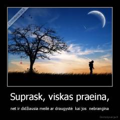 Suprask, viskas praeina, - net ir didžiausia meilė ar draugystė  kai jos  nebrangina