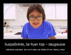 Susipažinkite, tai Ryan Kaji – daugiausiai  - uždirbantis youtuberis. Jam vos 8 metai ir jis uždirba 26 mln. dolerių į metus