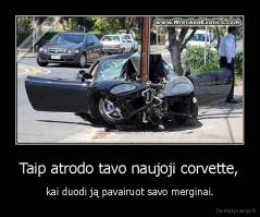 Taip atrodo tavo naujoji corvette, - kai duodi ją pavairuot savo merginai.