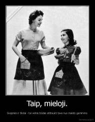 Taip, mieloji. - Svajonės ir tikslai - tai velnio būdas atitraukti tave nuo maisto gaminimo