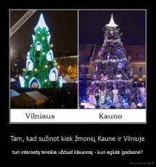 Tam, kad sužinot kiek žmonių Kaune ir Vilniuje - turi internetą tereikia užduot klausimą - kuri eglutė gražesnė?