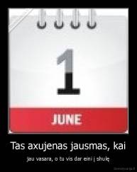 Tas axujenas jausmas, kai - jau vasara, o tu vis dar eini į shulę