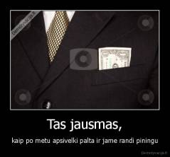 Tas jausmas, - kaip po metu apsivelki palta ir jame randi piningu